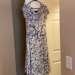 White, Grey and Black Patterned Women's Dress